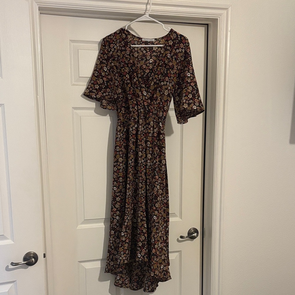 Chris & Carol Black Floral High Low Dress